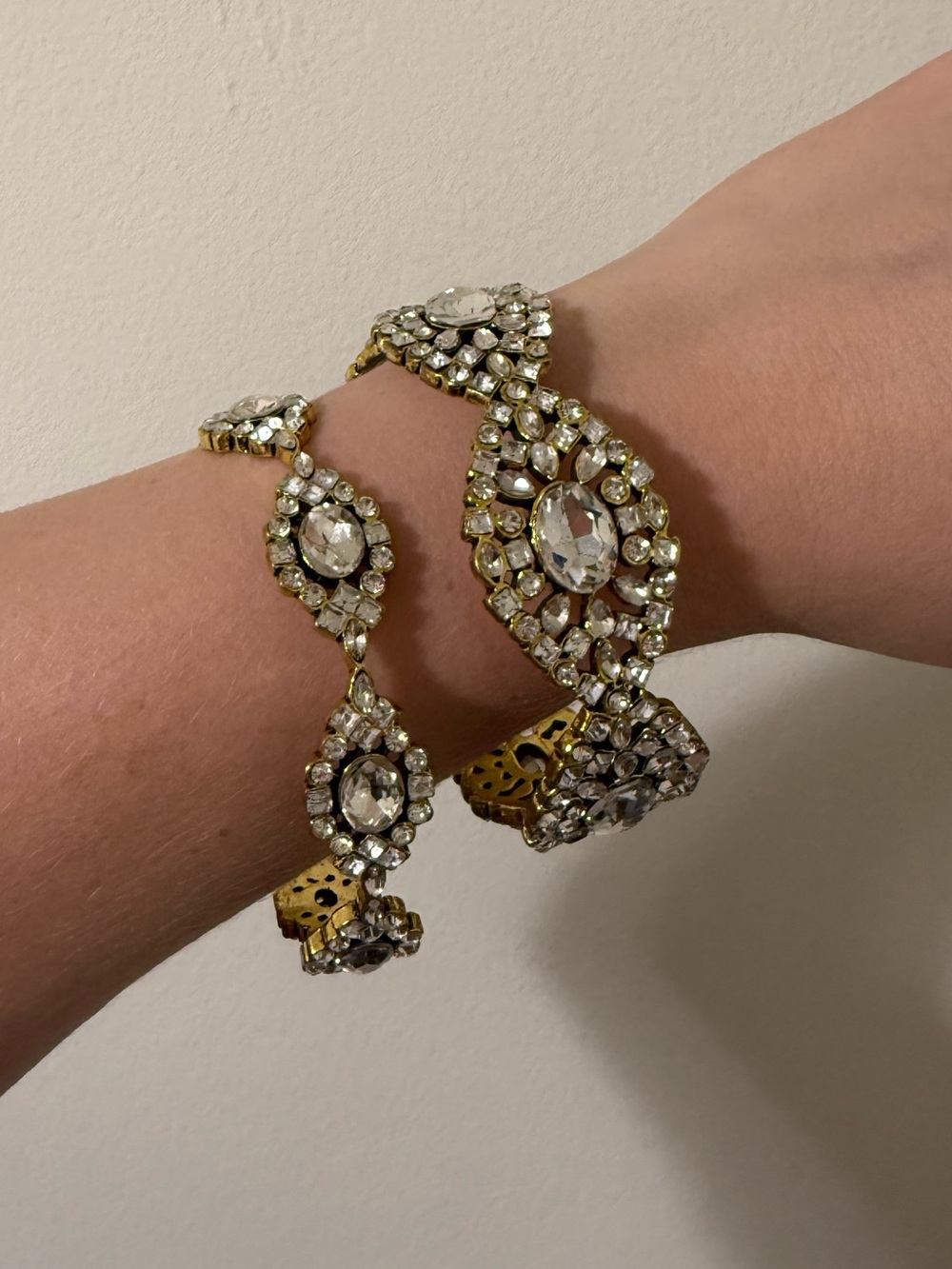 Sassy Jones Gold and Clear Crystal Teardrop Bracelet Set